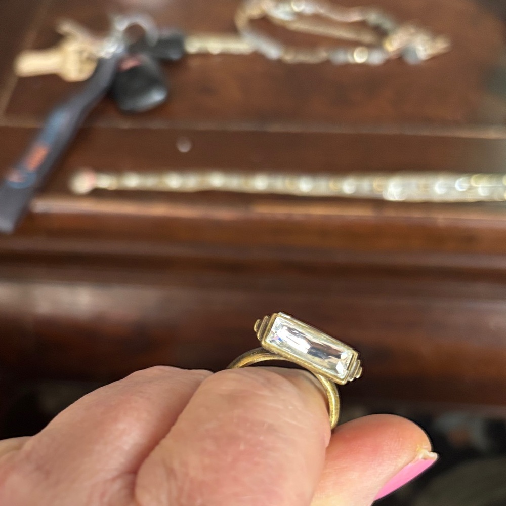 Silpada Gold Ring With Clear Rectangular Stone - image 1